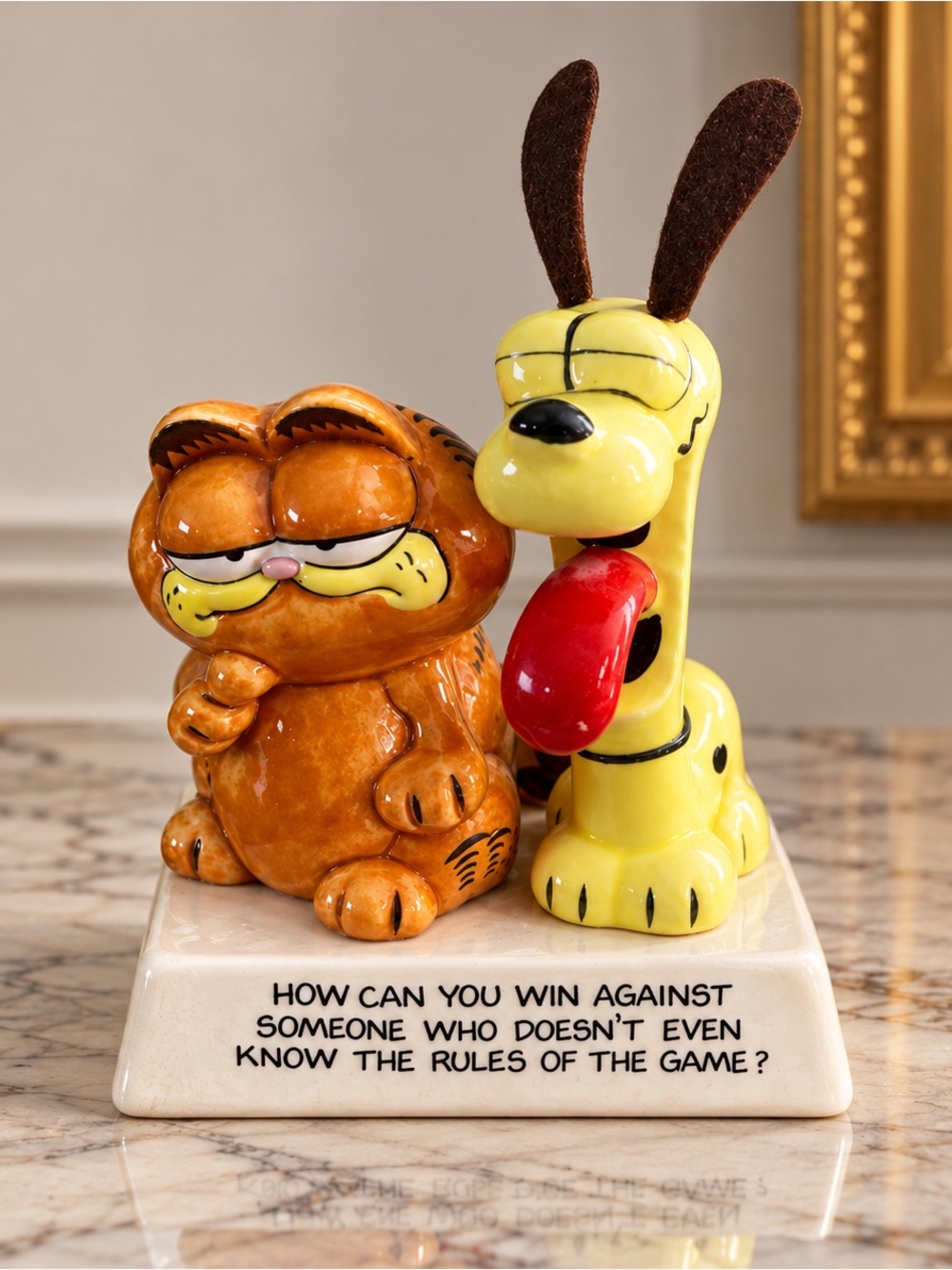 Enesco Garfield & Odie Ceramic Figurine – Orange, Yellow & Red Accents